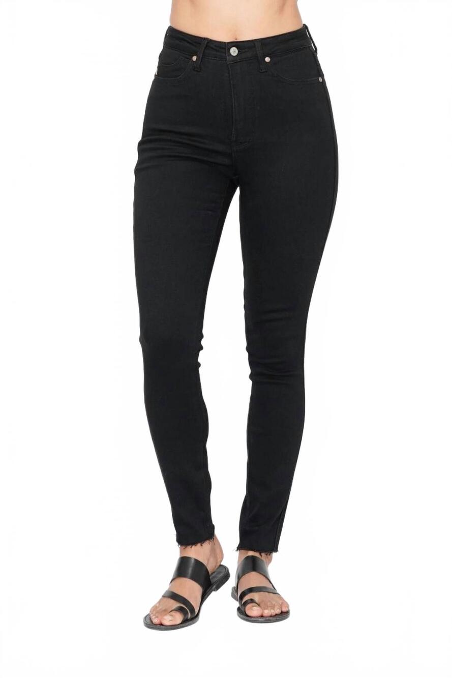 NEW JUDY BLUE high waisted tummy control shield pockets skinny jeans in black
